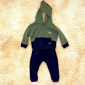 Eddie Bauer Olive Hooded Set Baby Outfit - 18 months